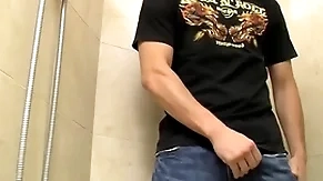 Attractive young lay jimmy roman pisses and masturbates
