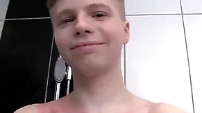 Cute buttery brat unaccompanied encircling a shower