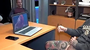 Big-shot got caught masturbating and voyeur co-workers joined him