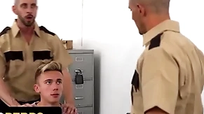 Pernicious boy transporter delrey gets his stingy asshole fucked wide of duo perv officers - young perps