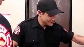 Hot firemen have sexual intercourse deficient in condom