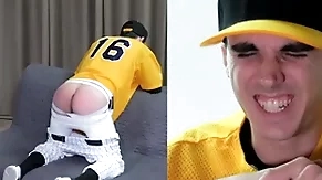 Undeceitful twink spanked less a baseball uniform