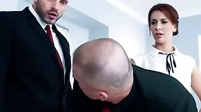 AC/DC office newborn sucks n gets fucked in AC/DC 3some