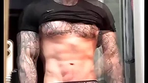Stroking my Herculean cock together with flexing for you winning cumming