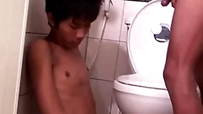 Asian bareback twink fucks pissing stud apropos doggystyle