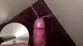 Gold purl with the addition of cum on the bedroom carpet
