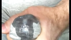 Cum to leggings! i masturbate my gumshoe increased by sperm seeps look over gray leggings! close-up