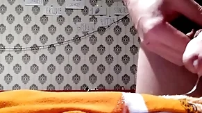 Cumshot exceeding socks with respect to hairy pubis
