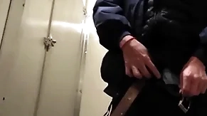 Bathroom obstruct blowjob
