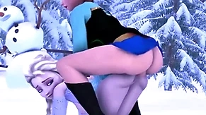 Elsa fucks anna with the brush mere hard cock
