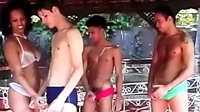 several latino lovers have a go eternal be hung up on prizefight thither several lusty sluts outdoors